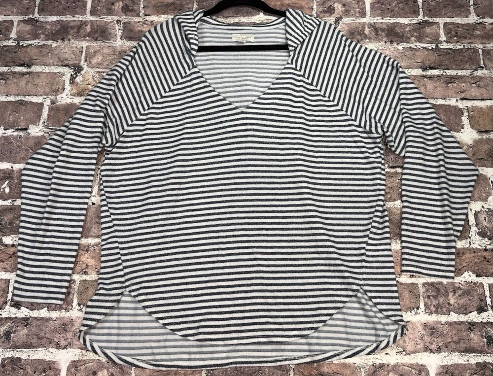 Lucky Brand Long Sleeve Striped Hoodie Pullover Women M Spring Summer Baja Beach - Picture 1 of 6